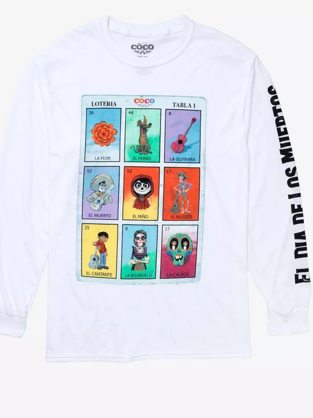 Disney Pixar Coco Mexican Lottery Cards Long Sleeve T-Shirt